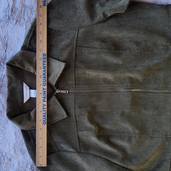 Christopher & Banks Olive Zip Up Long Sleeves Cord Jacket Size L - Picture 10 of 14